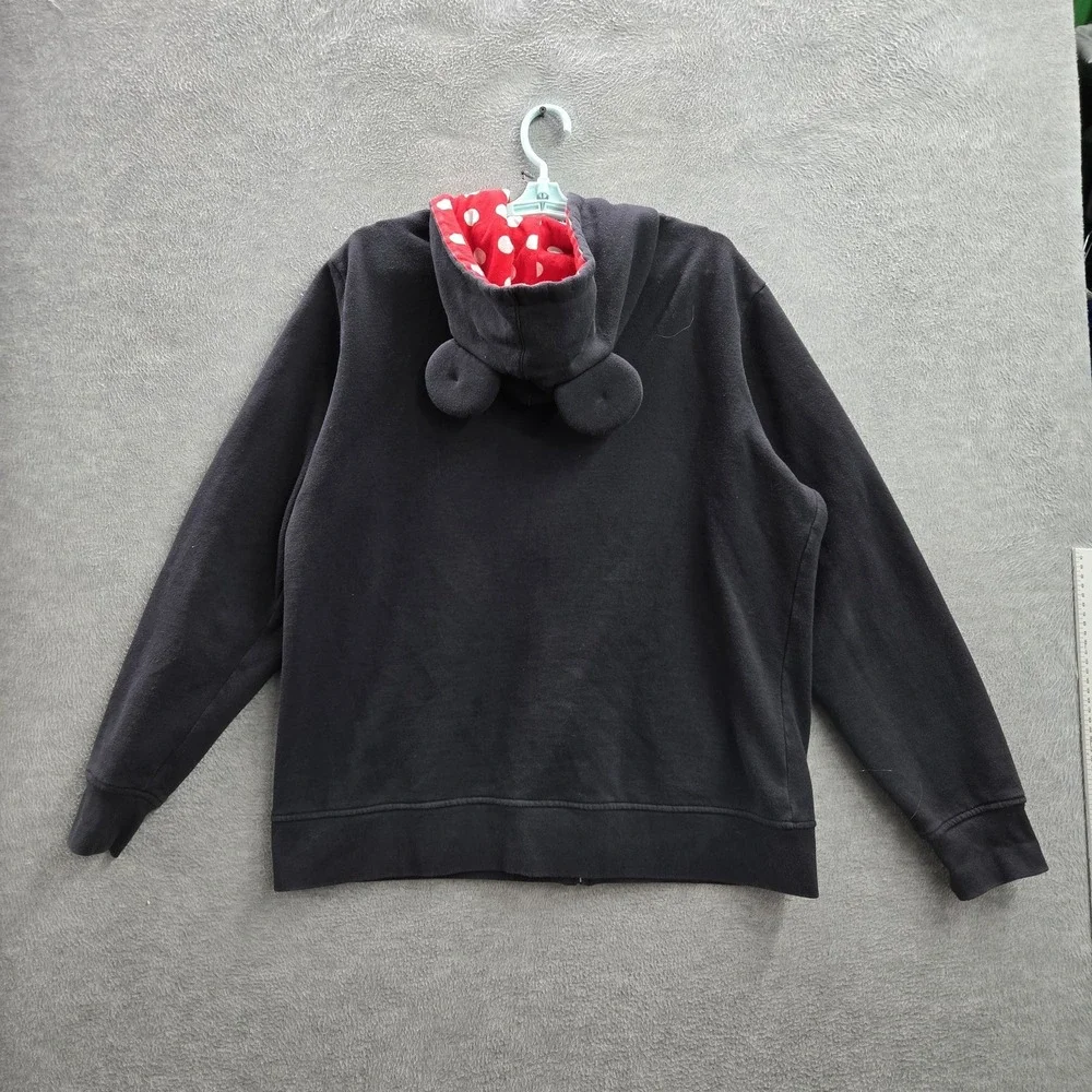 Disney Parks‎ Women Hoodie XXL Black Minnie Mouse Embroidery Polka Dot